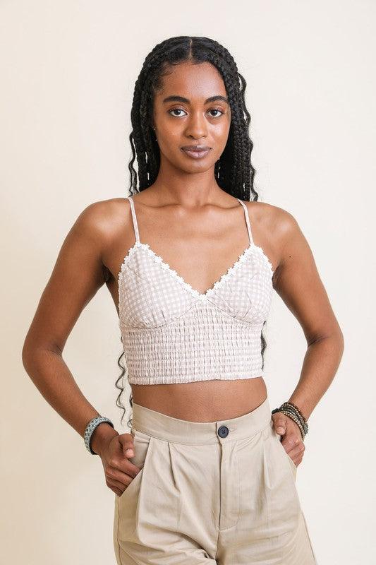 Gingham Smocked Bralette - Studio 653