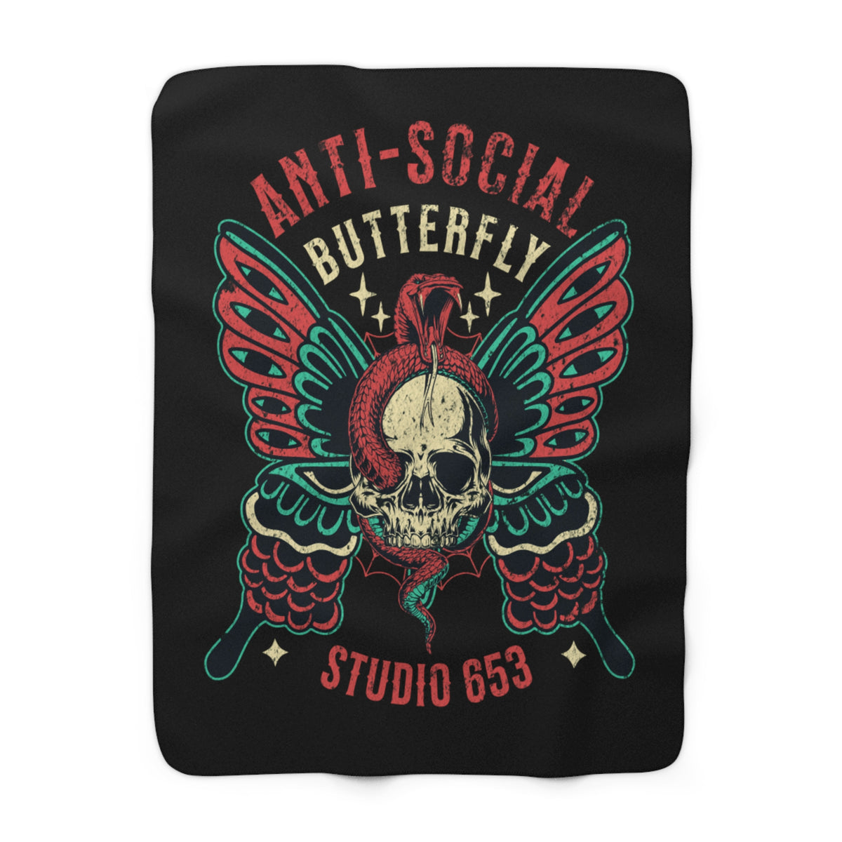 Anti-Social Butterfly Sherpa Fleece Blanket