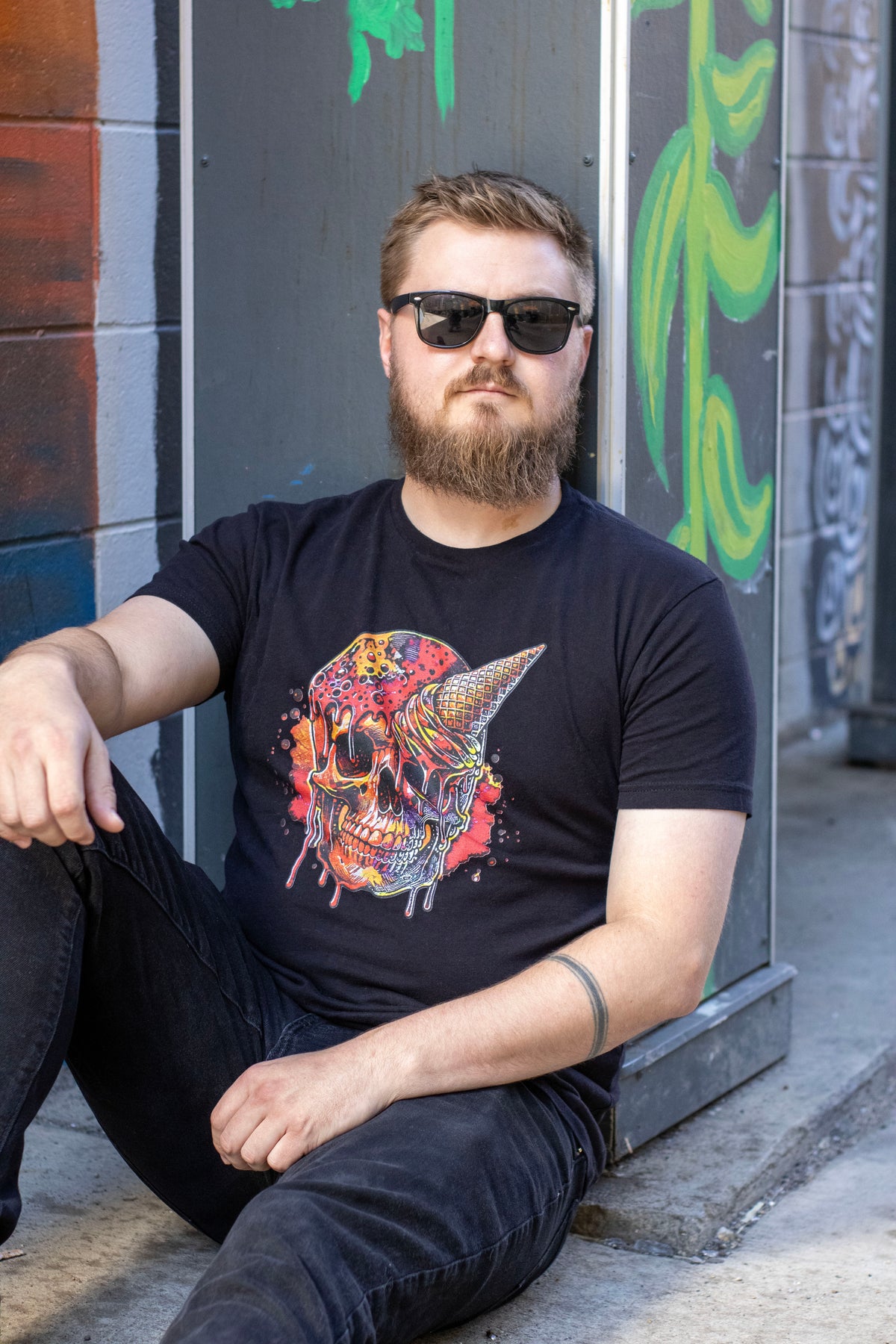Abstract Ice Cream Skull Graphic Tee
