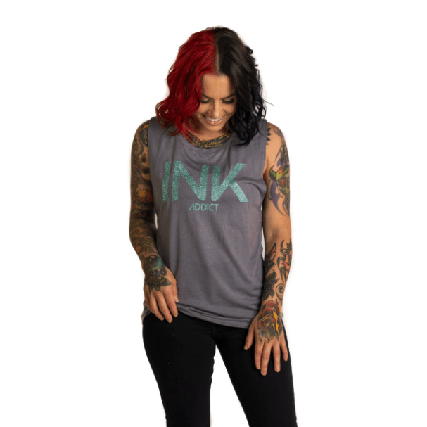 InkAddict INK III Glitter Womens Storm Muscle Tank