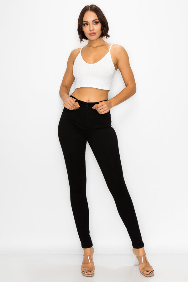 Elise - Classic High Rise Black Stretch Skinny