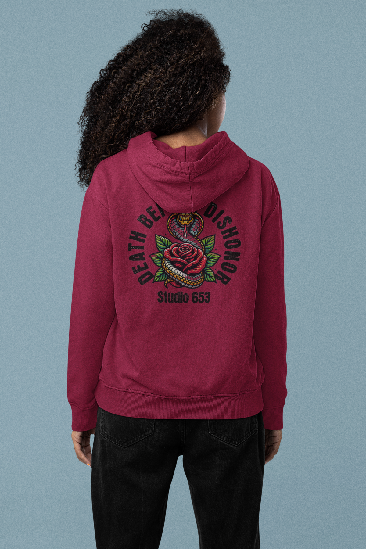 Death Before Dishonor Rose Snake Three-Panel Fleece Hoodie