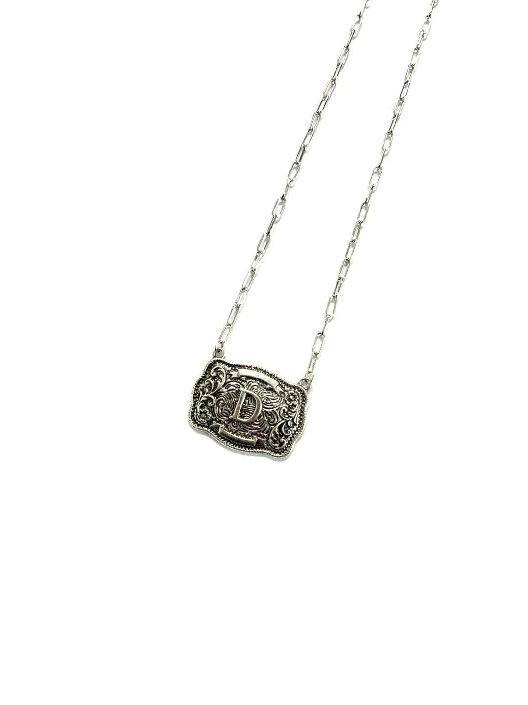 Belt Buckle Initial Necklace - Studio 653