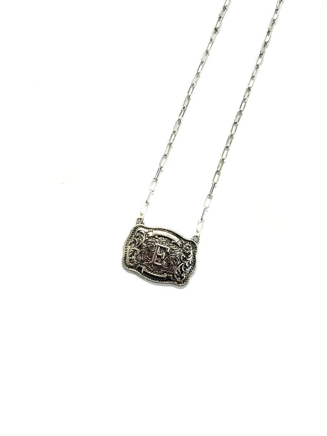 Belt Buckle Initial Necklace - Studio 653