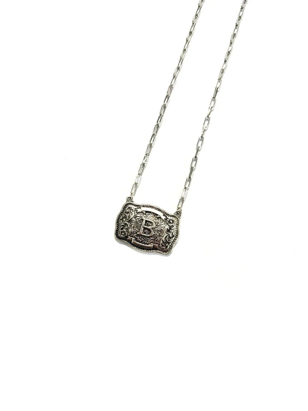 Belt Buckle Initial Necklace - Studio 653