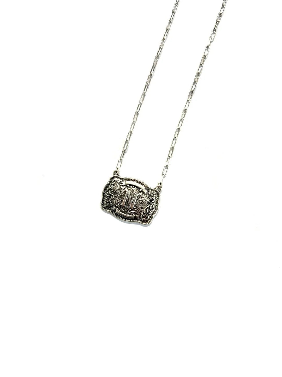 Belt Buckle Initial Necklace - Studio 653