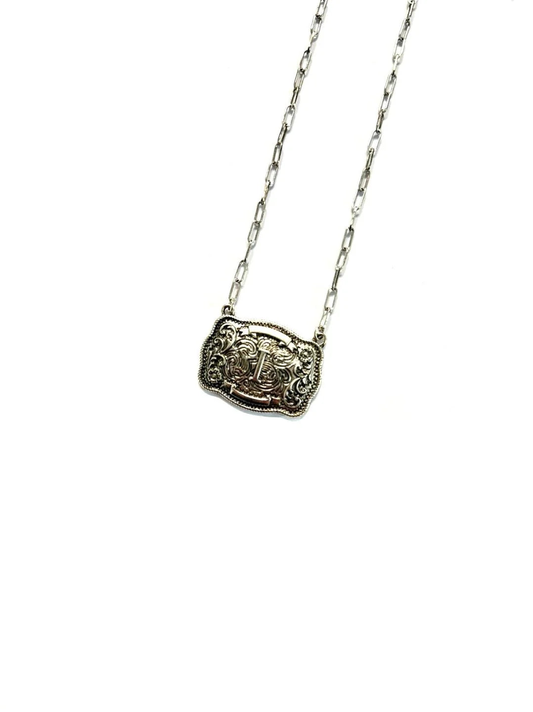 Belt Buckle Initial Necklace - Studio 653