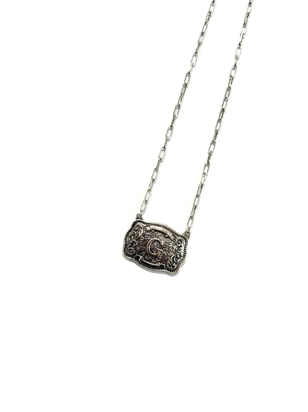 Belt Buckle Initial Necklace - Studio 653