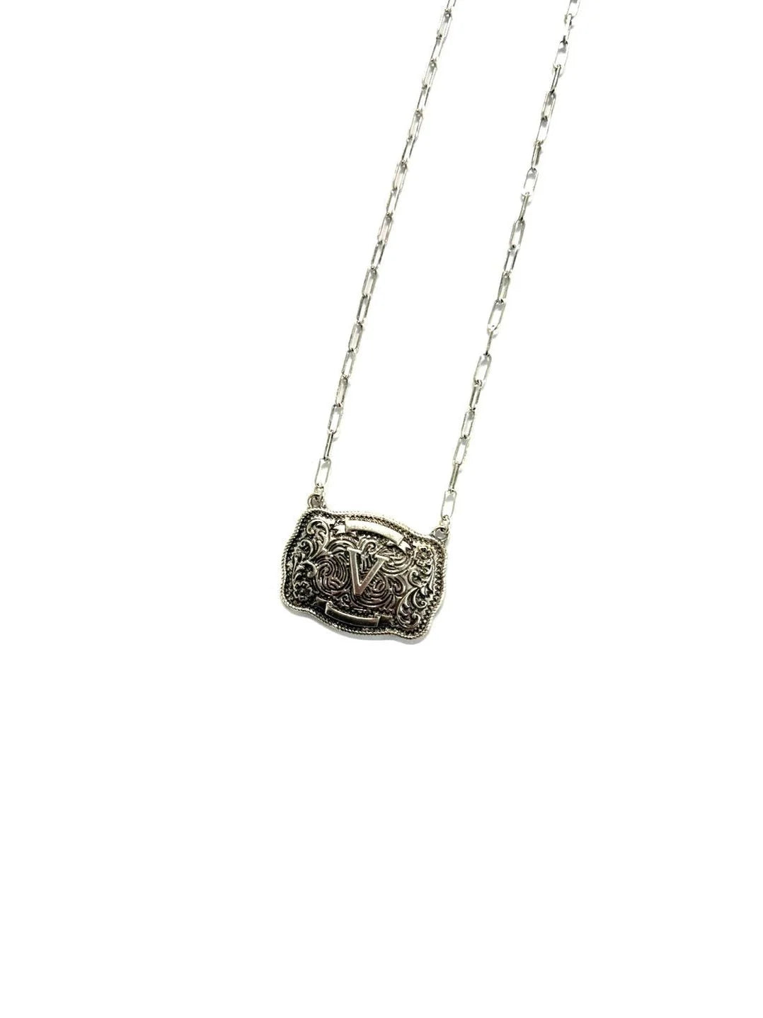 Belt Buckle Initial Necklace - Studio 653