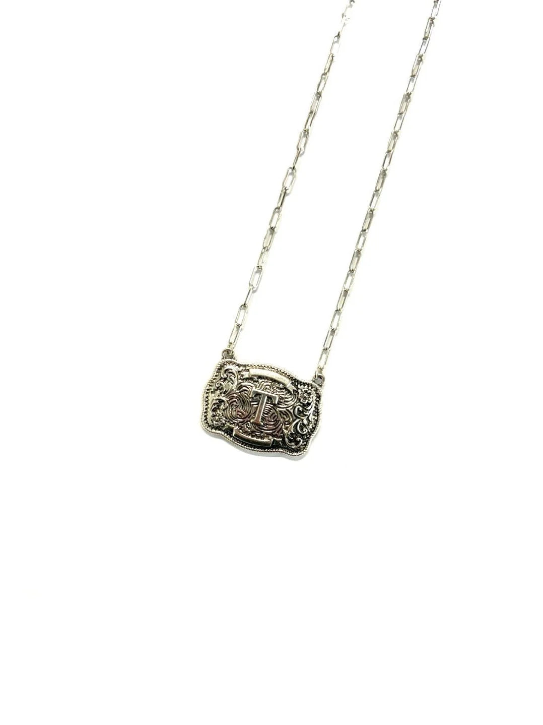 Belt Buckle Initial Necklace - Studio 653