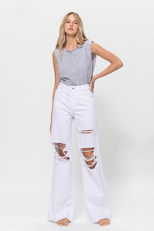 White Distressed 90's Vintage Boyfriend Jean - Studio 653