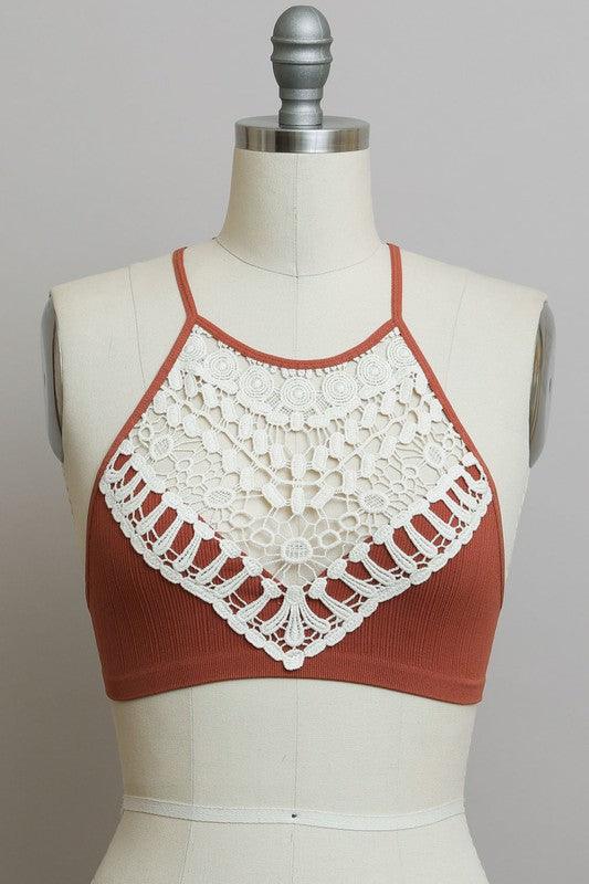 Crochet Lace High-Neck Bralette - Studio 653