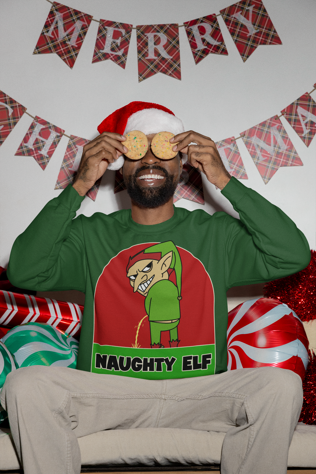 Naughty Elf  Christmas Crewneck Sweatshirt