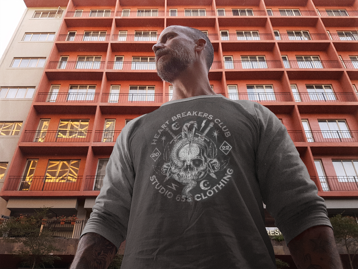 Heart Breakers Club Skull Design Raglan Tee