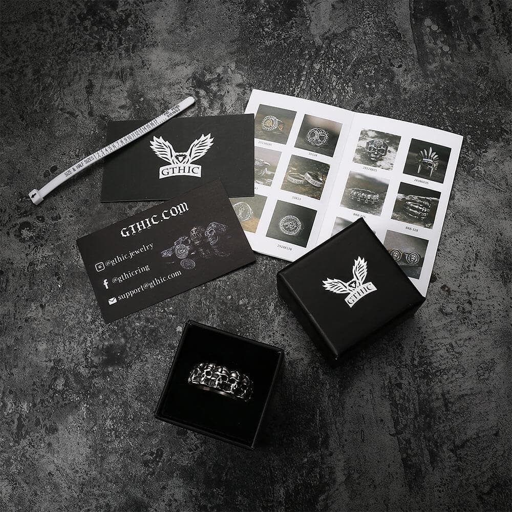 Surrounded Titanium Stainless Steel Skull Ring - Studio 653