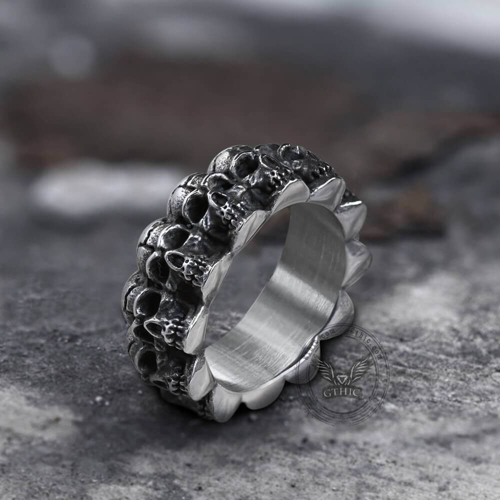Surrounded Titanium Stainless Steel Skull Ring - Studio 653