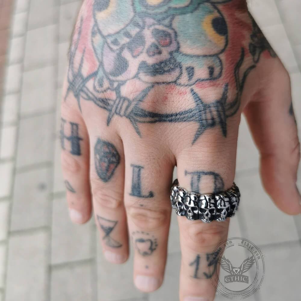 Surrounded Titanium Stainless Steel Skull Ring - Studio 653