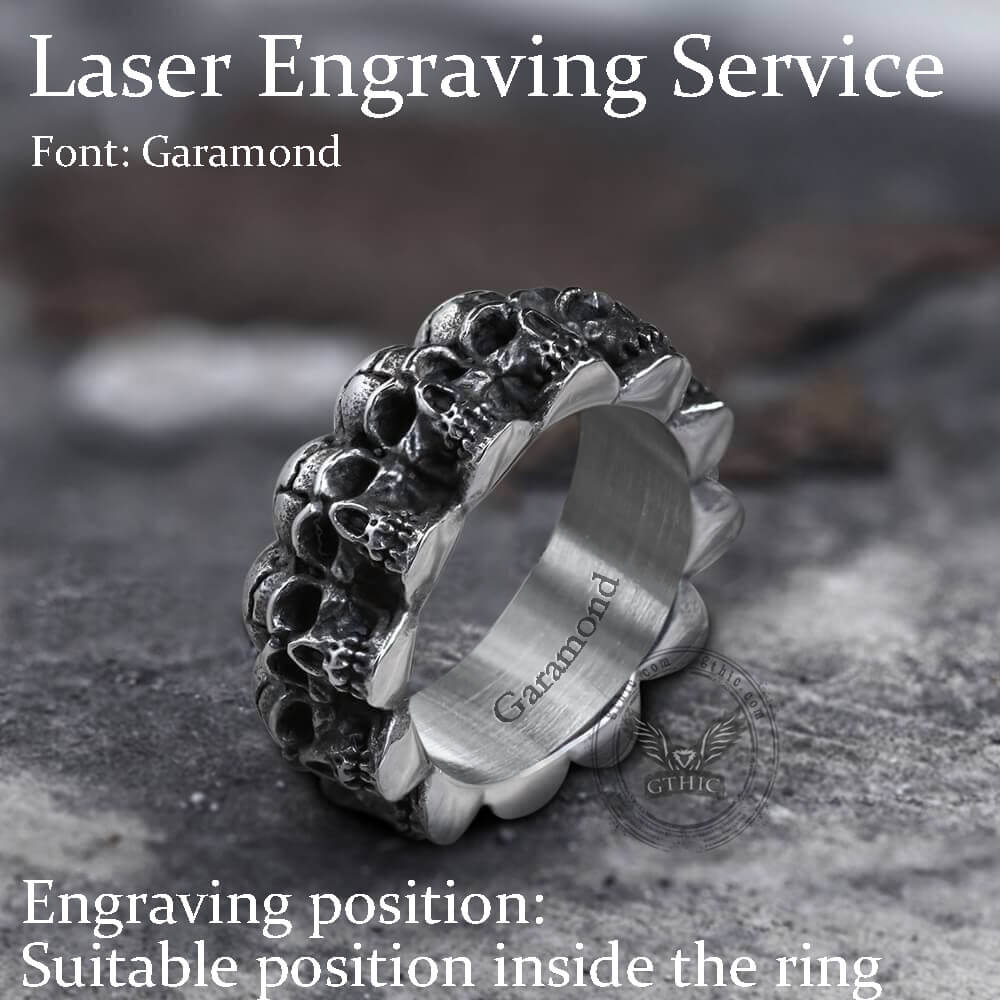 Surrounded Titanium Stainless Steel Skull Ring - Studio 653