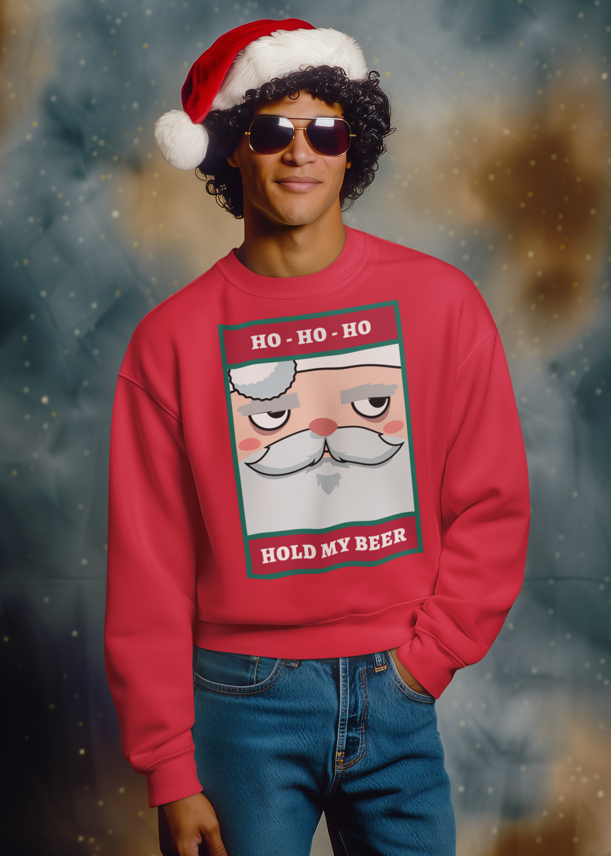 "HO HO Hold My Beer" Christmas Crewneck Sweatshirt