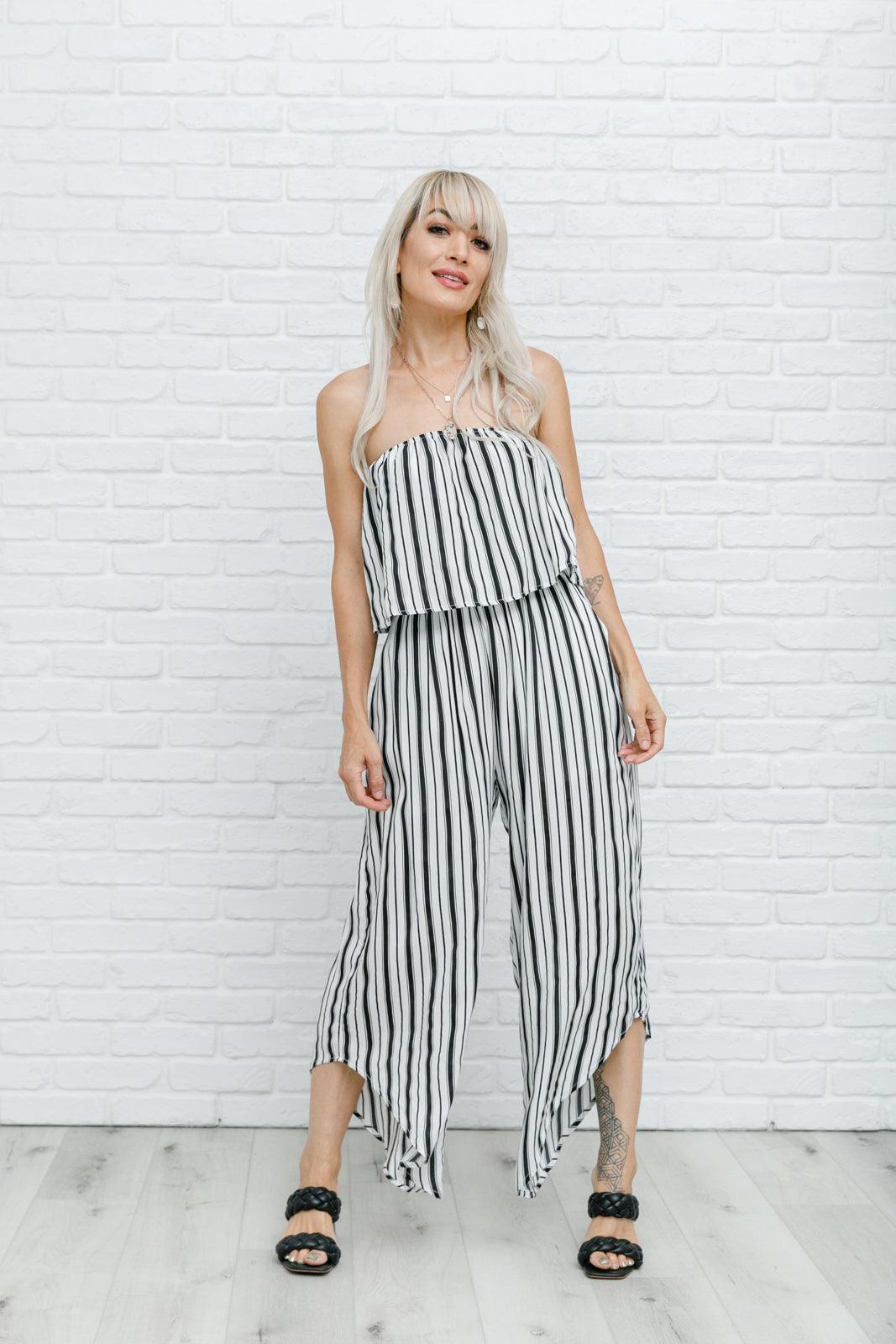 Modern Stripes Sleeveless Jumpsuit - Studio 653