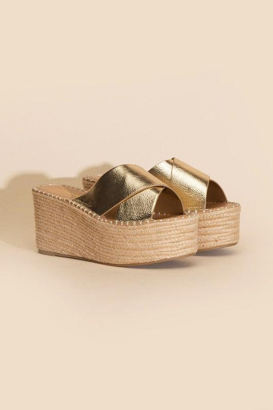 Raffia Platform Slides - Studio 653