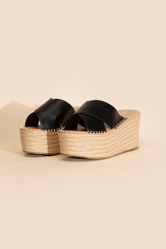 Raffia Platform Slides - Studio 653