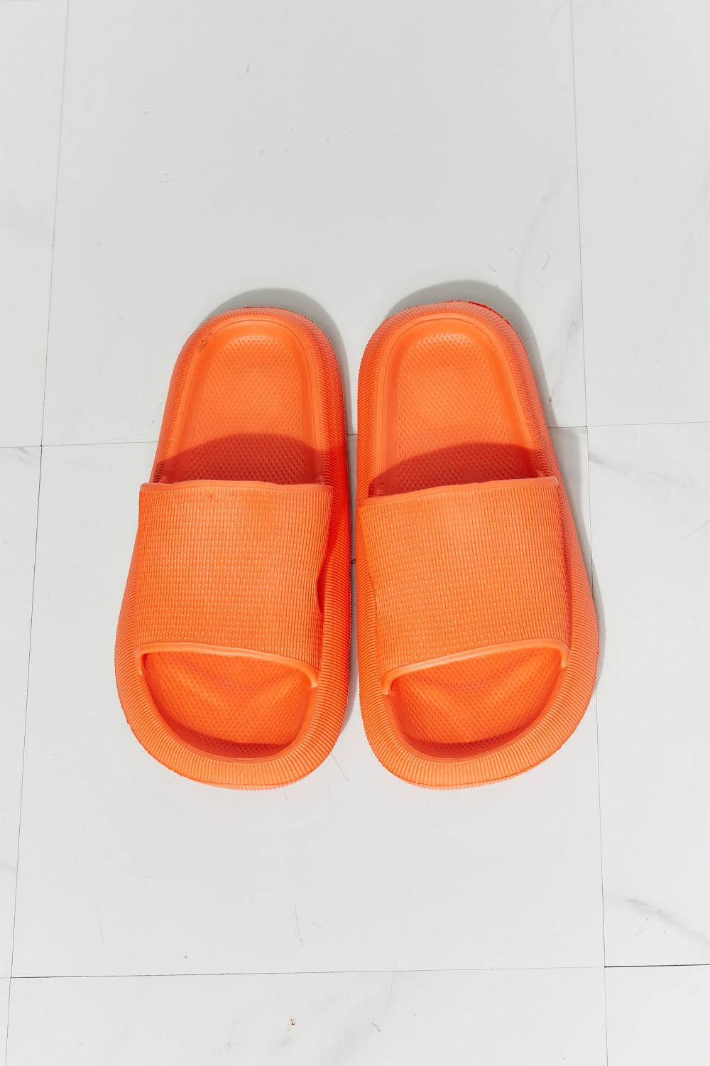 Arms Around Me Open Toe Slide in Orange - Studio 653