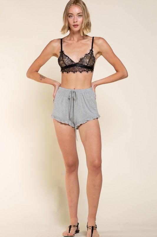 Light Weight Ruffle Trim Shorts - Studio 653