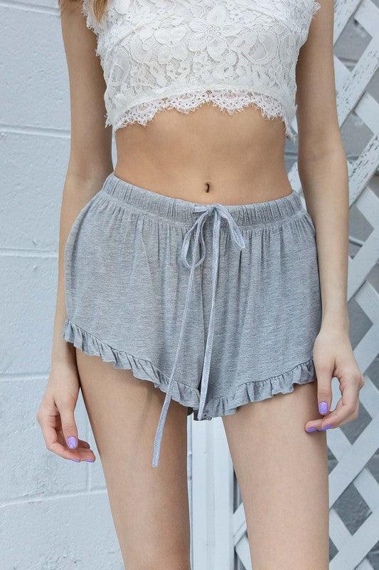 Light Weight Ruffle Trim Shorts - Studio 653