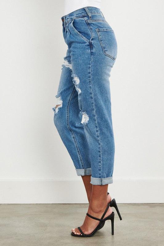 High-Waisted Boyfriend Jeans - Studio 653