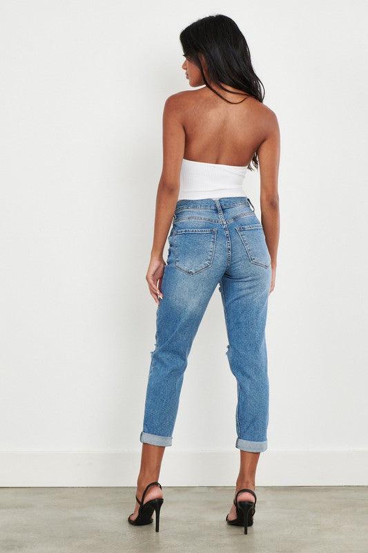 High-Waisted Boyfriend Jeans - Studio 653