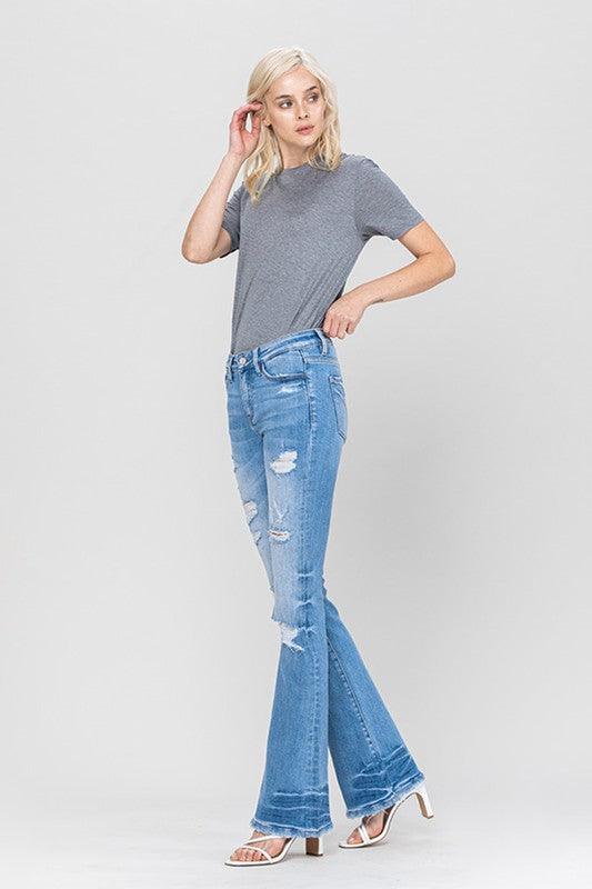 Distressed Mid-Rise Flare Jeans - Studio 653