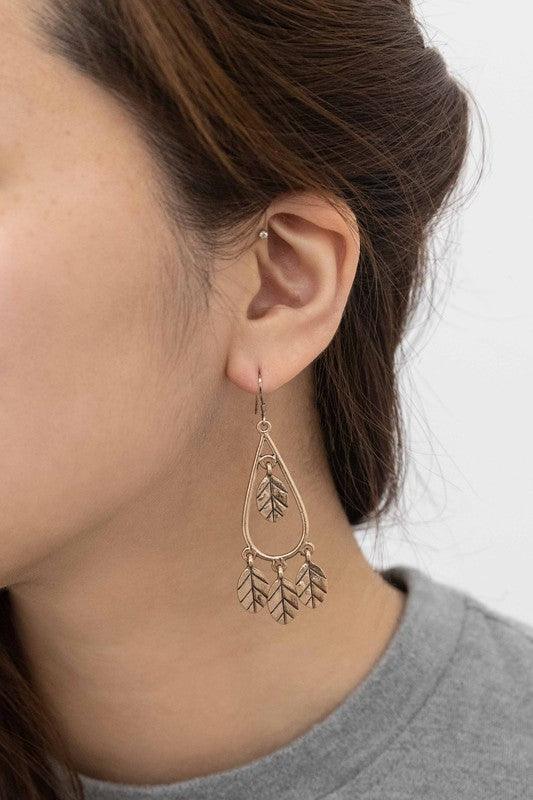 Wind Swept Leaf Earrings - Studio 653