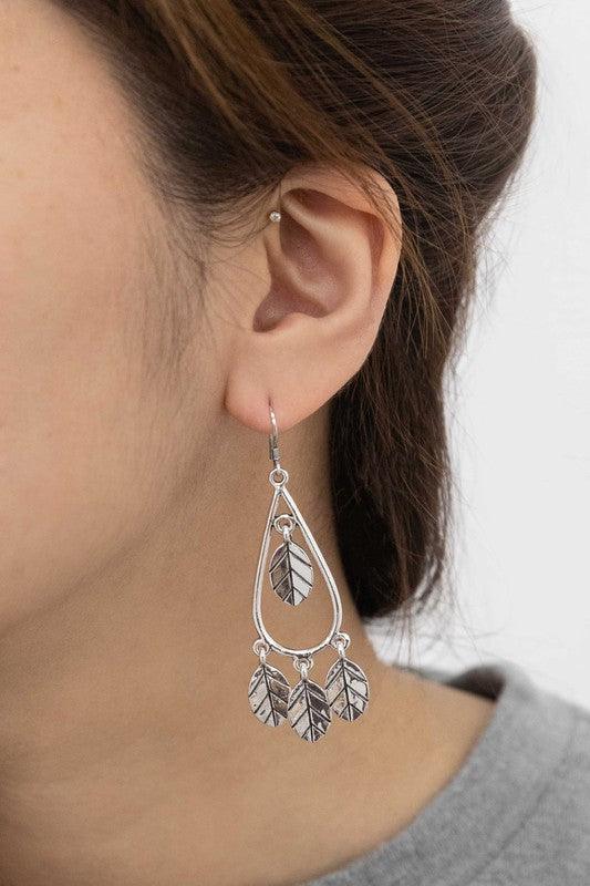 Wind Swept Leaf Earrings - Studio 653