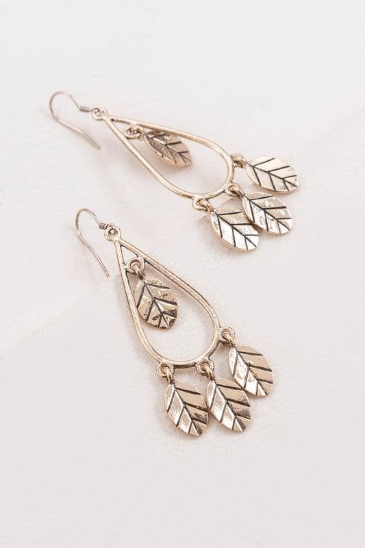 Wind Swept Leaf Earrings - Studio 653