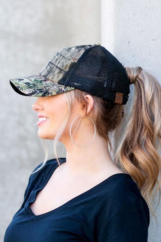 Mossyoak Criss-Cross Pony Cap Hat - Studio 653