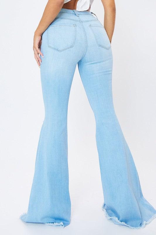 High-Rise Distressed Flare Jeans - Studio 653