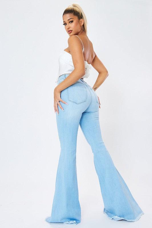 High-Rise Distressed Flare Jeans - Studio 653