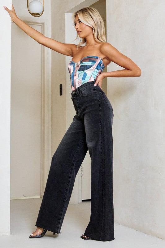 Vintage Black High-Waisted Wide-Leg Jean - Studio 653