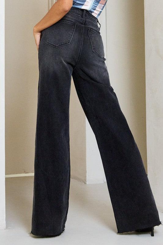 Vintage Black High-Waisted Wide-Leg Jean - Studio 653