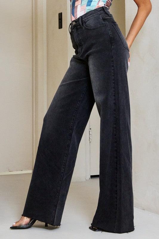 Vintage Black High-Waisted Wide-Leg Jean - Studio 653