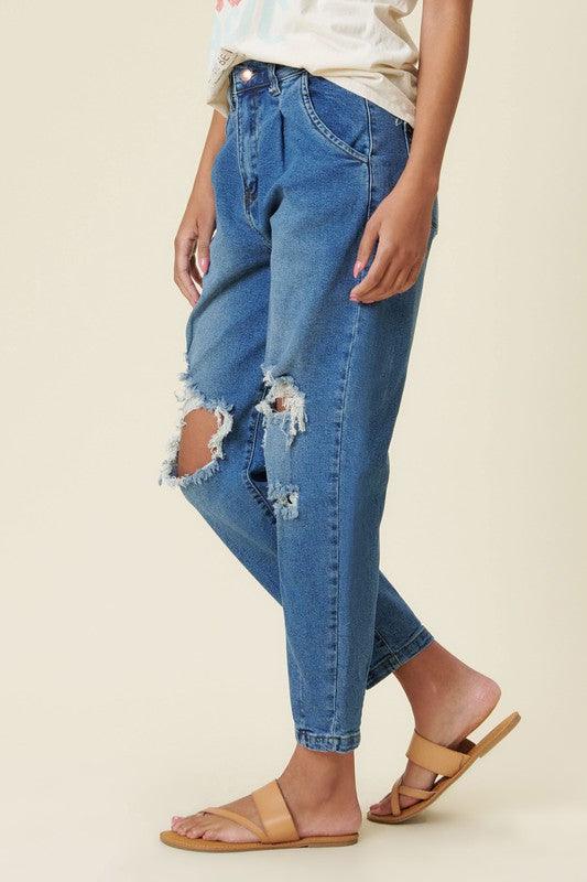 High-Rise Distressed Slouchy Jean - Studio 653