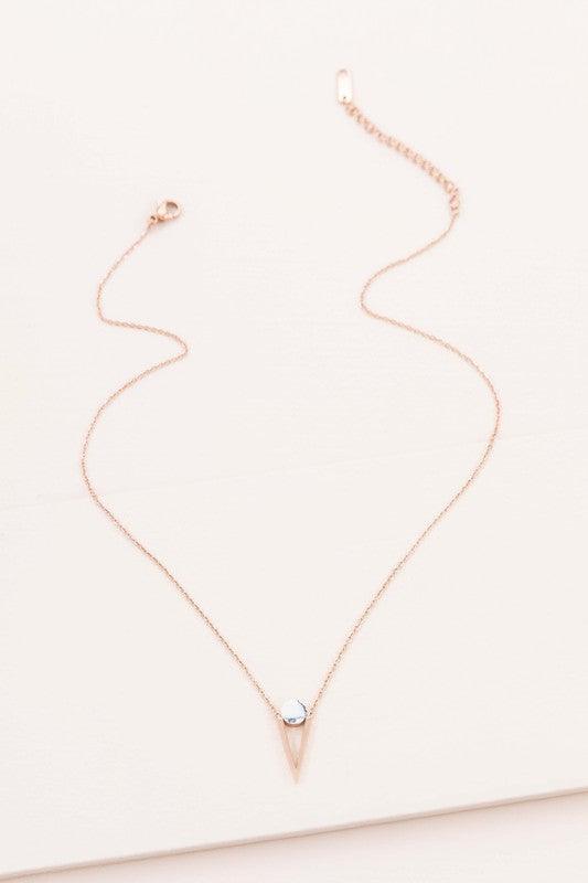 Tensly Point Stone Necklace Rose Gold - Studio 653