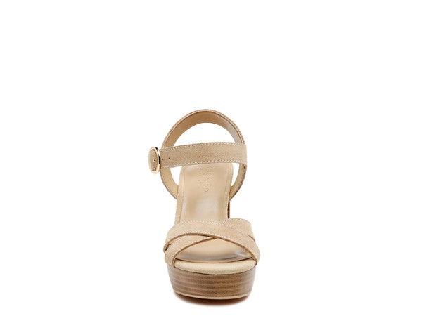 Choupette Suede Leather Suede Leather Block Heeled Sandal - Studio 653