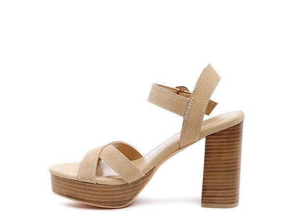 Choupette Suede Leather Suede Leather Block Heeled Sandal - Studio 653