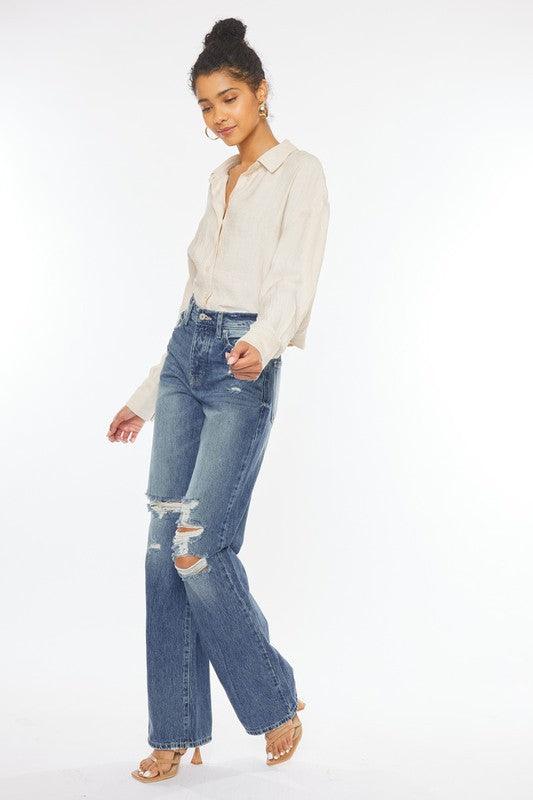 Ultra-High-Rise Distressed 90's Flare Jean - Studio 653