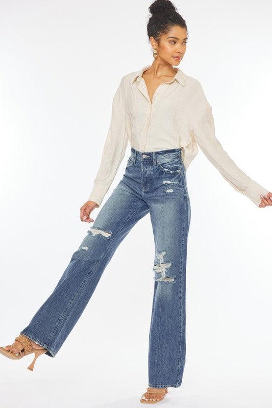 Ultra-High-Rise Distressed 90's Flare Jean - Studio 653