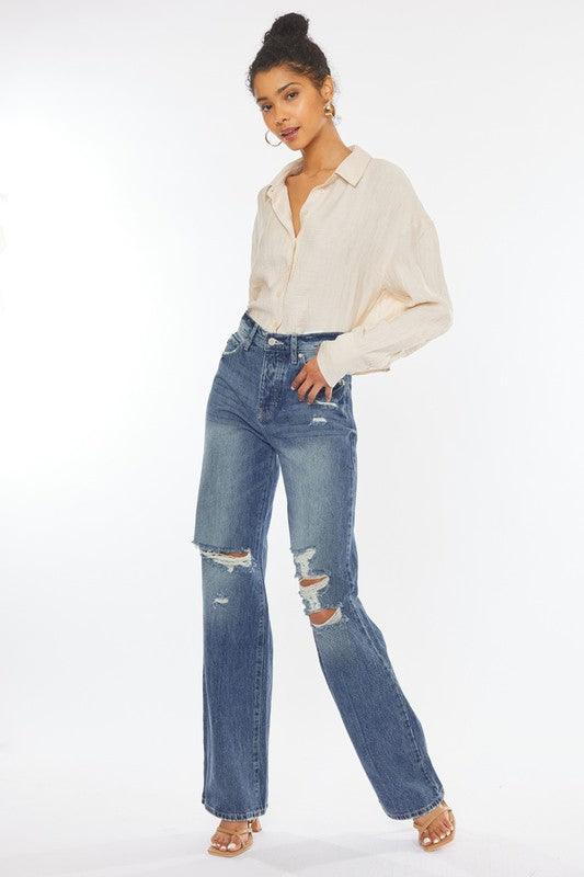 Ultra-High-Rise Distressed 90's Flare Jean - Studio 653