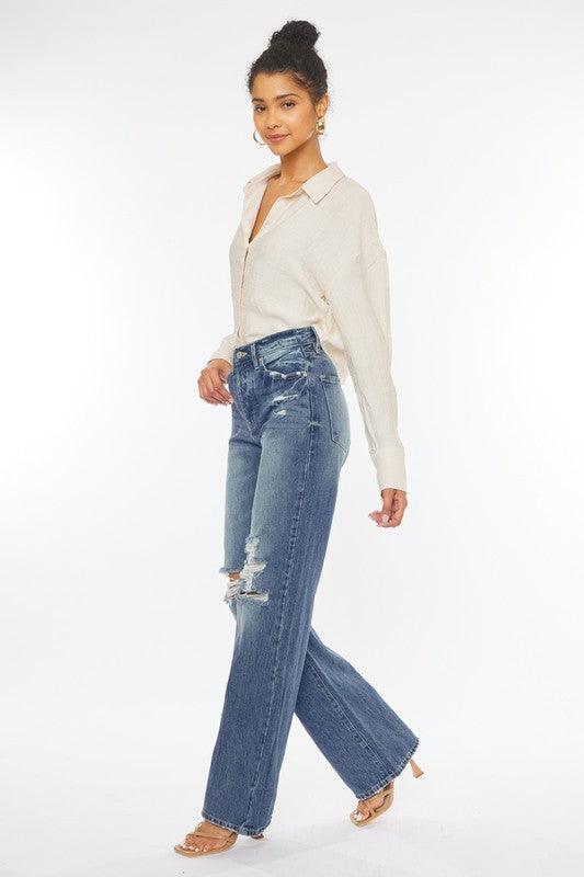 Ultra-High-Rise Distressed 90's Flare Jean - Studio 653