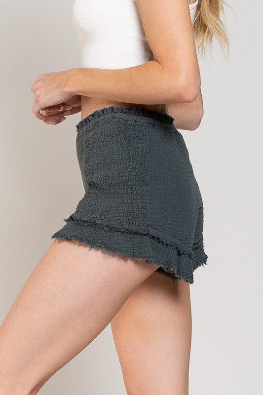 Smoked Ruffle Shorts - Studio 653